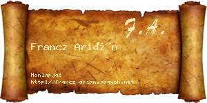 Francz Arián névjegykártya